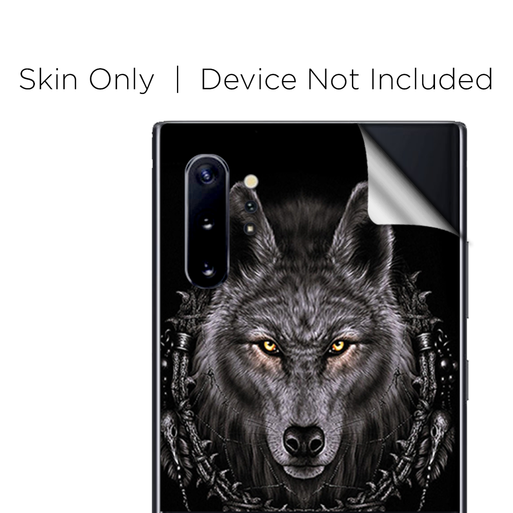 Skins Decal Wrap for Samsung Note 10 Plus Wolf dreamcatcher back white