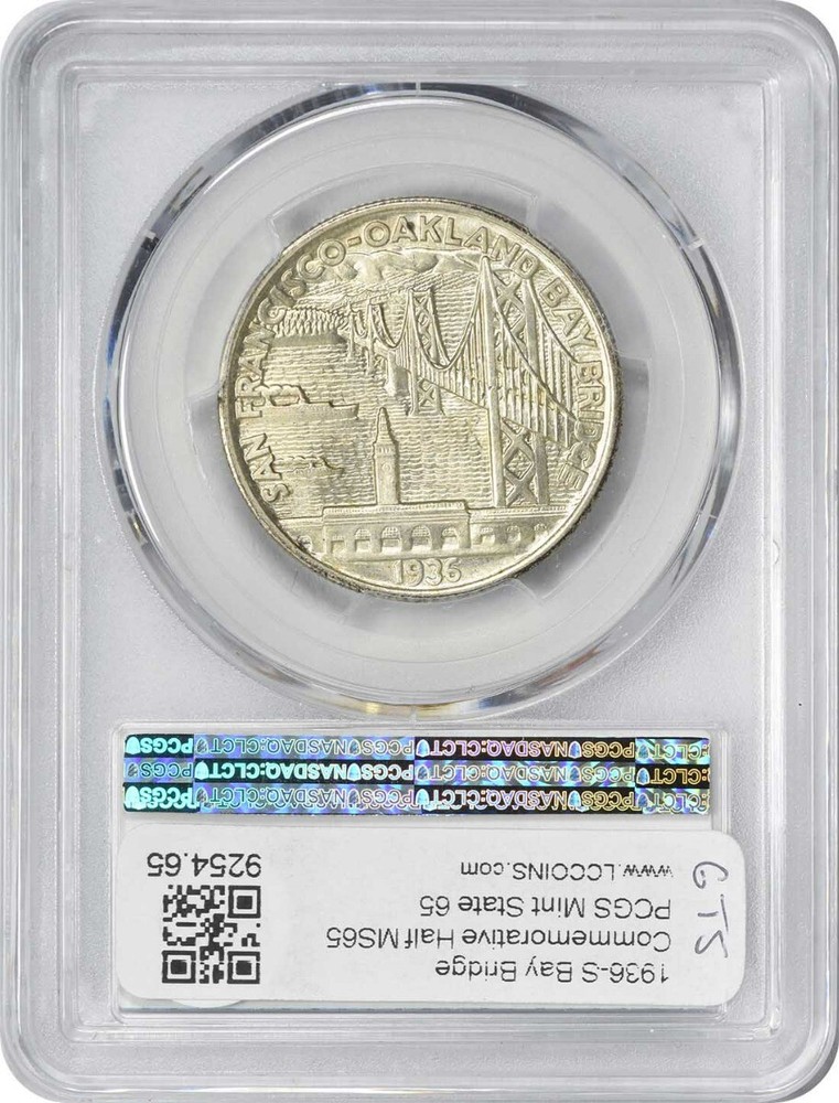 Bay Bridge Commemorative Silver Half Dollar 1936-S MS65 PCGS