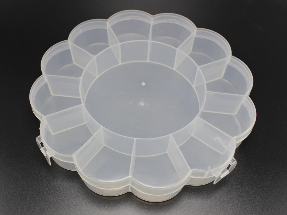 Clear Plastic Flower Box Case 13 compartments Beads Display Storage Container