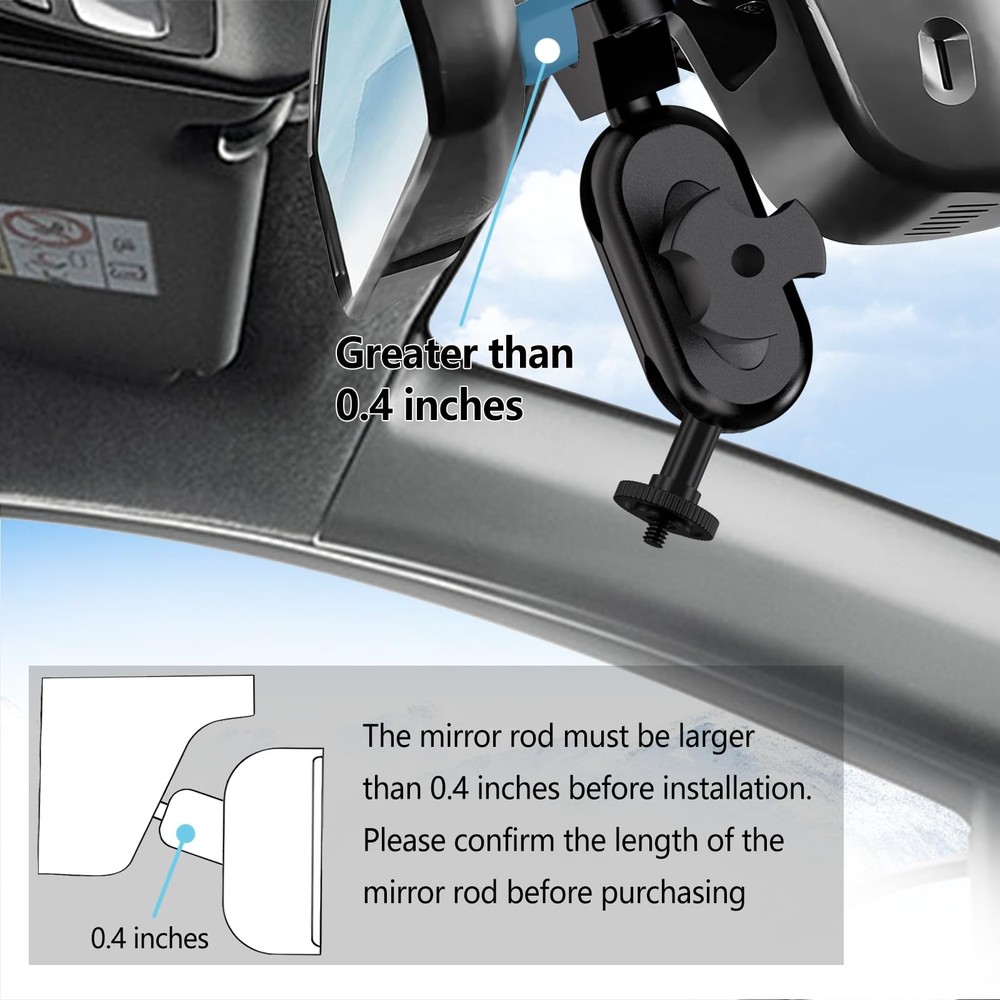Dash Cam Mount, Rearview Mirror Bracket Installation Kit, for Rove Black