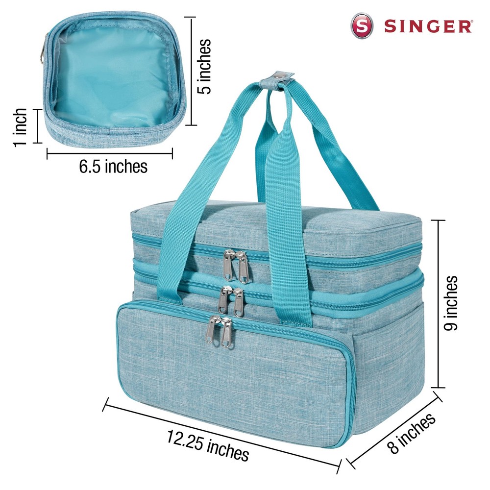 SINGER Sewing Accessories Organizer (Bag Only) – Double Layer Medium, Teal