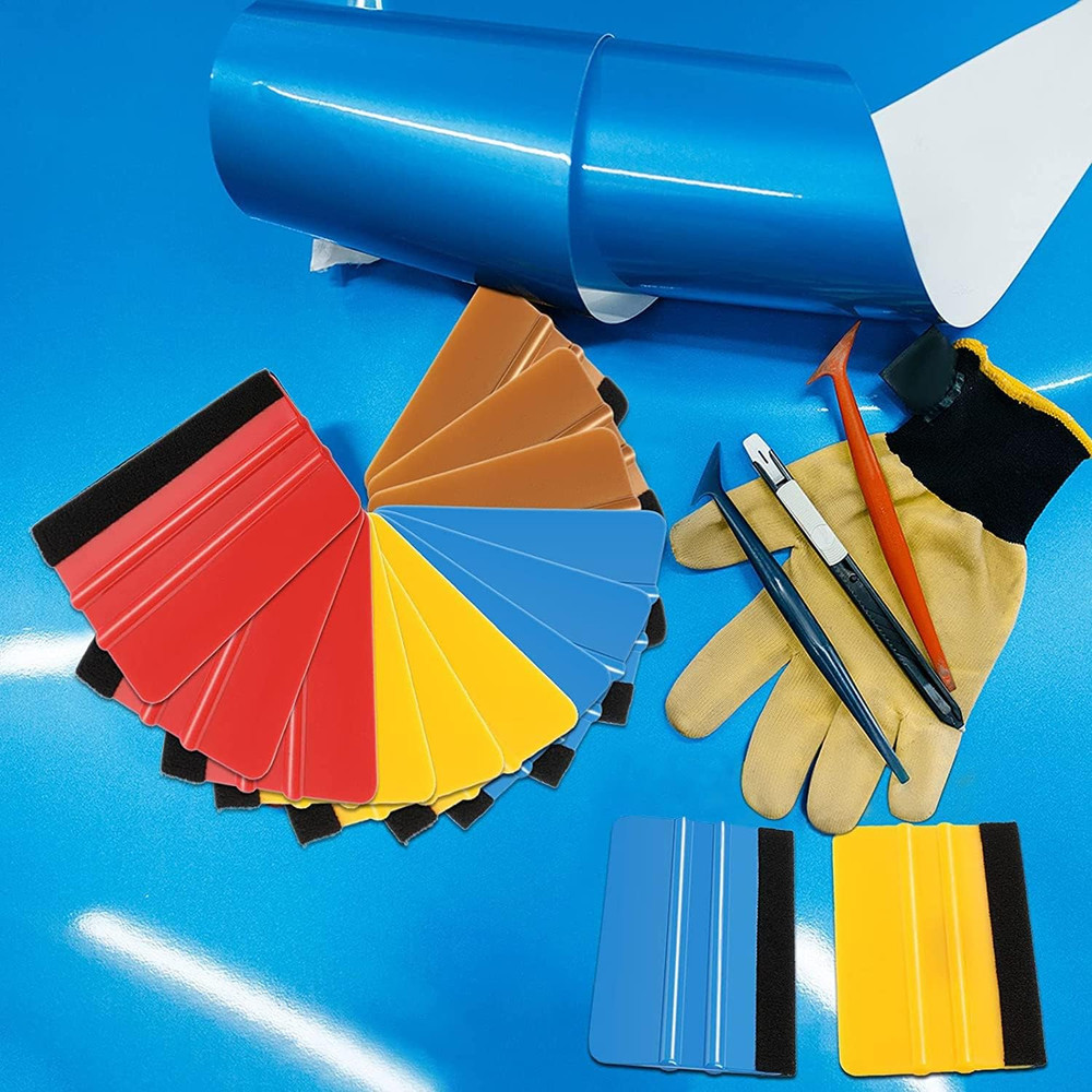 12 Pieces Plastic Felt Edge Squeegee Tool Vinyl 4 Inch Felt Squeegee Applicator