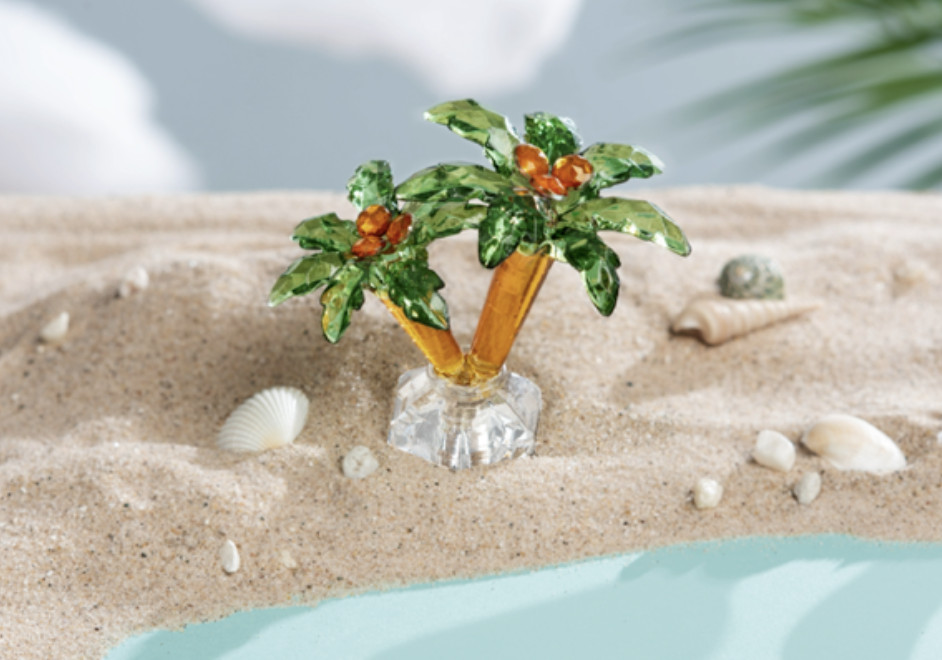 Ganz Acrylic Palm Tree with Coconuts Figurine, 3" high