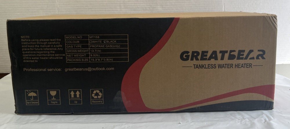 Greatbear Tankless Water Heater Black