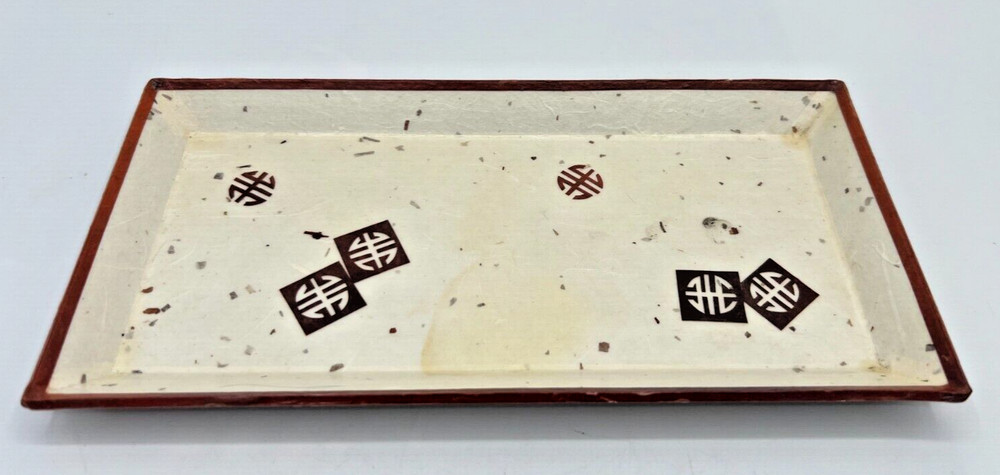 Vintage Korean MCM Rectangular Speckled Cream Tray