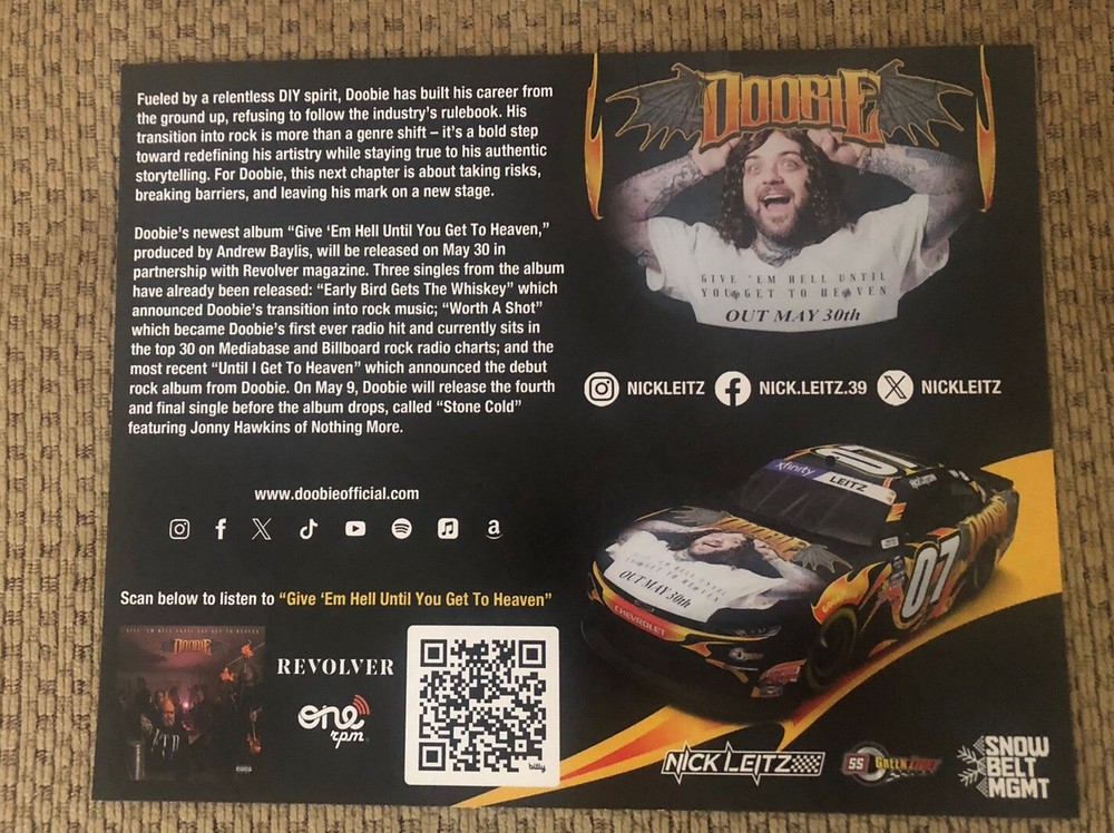 Nascar Xfinity Driver #07 Nick Leitz Doobie 2025 Postcard