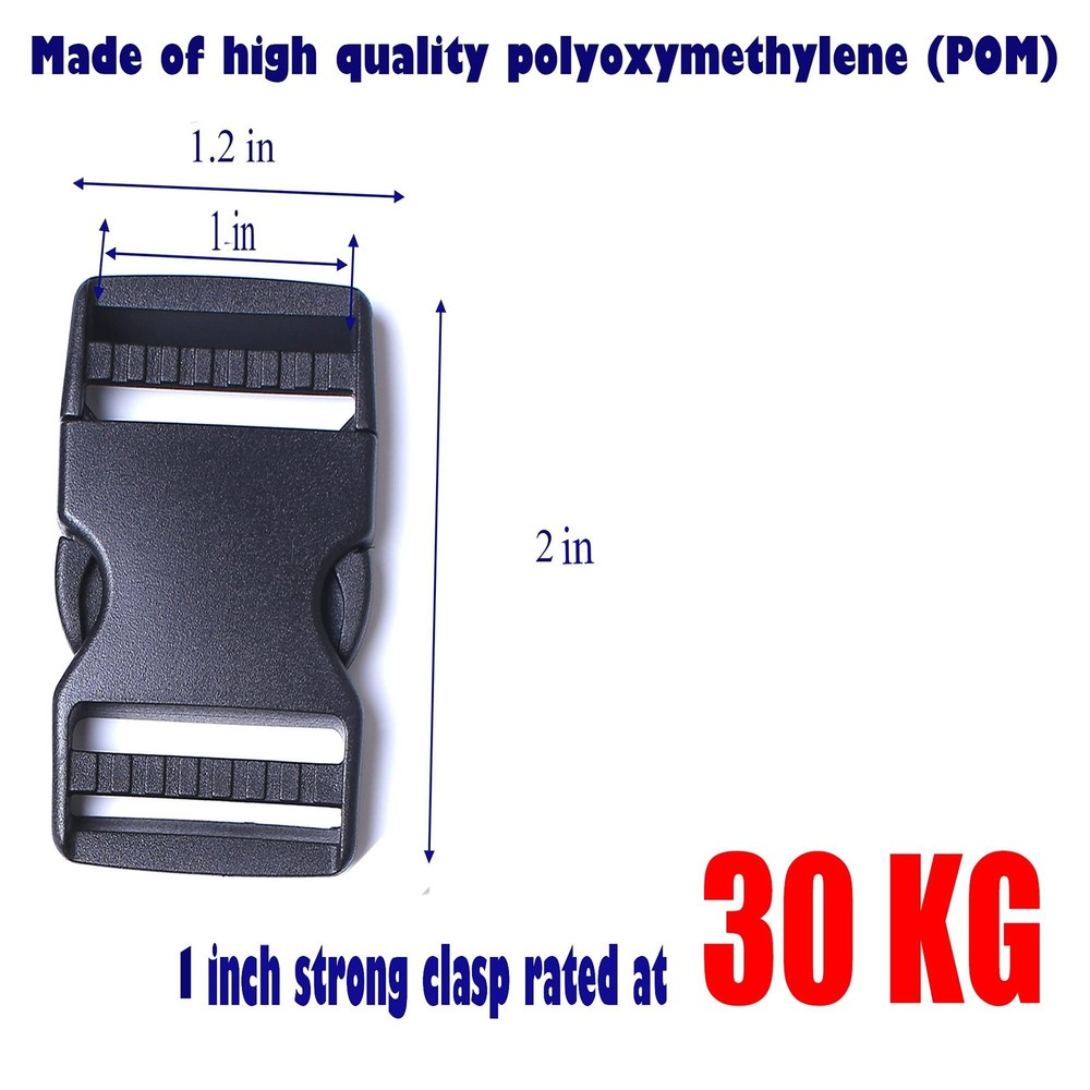 Side Release Buckle, Dual Adjustable No Sewing Clips Quick Release Buckle Rep...