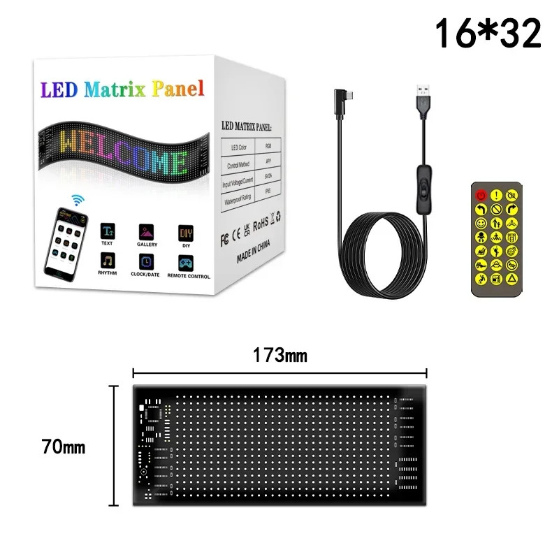 LED Matrix Pixel Panel Scrolling Bright Advertising LED Signs Flexible USB 5V