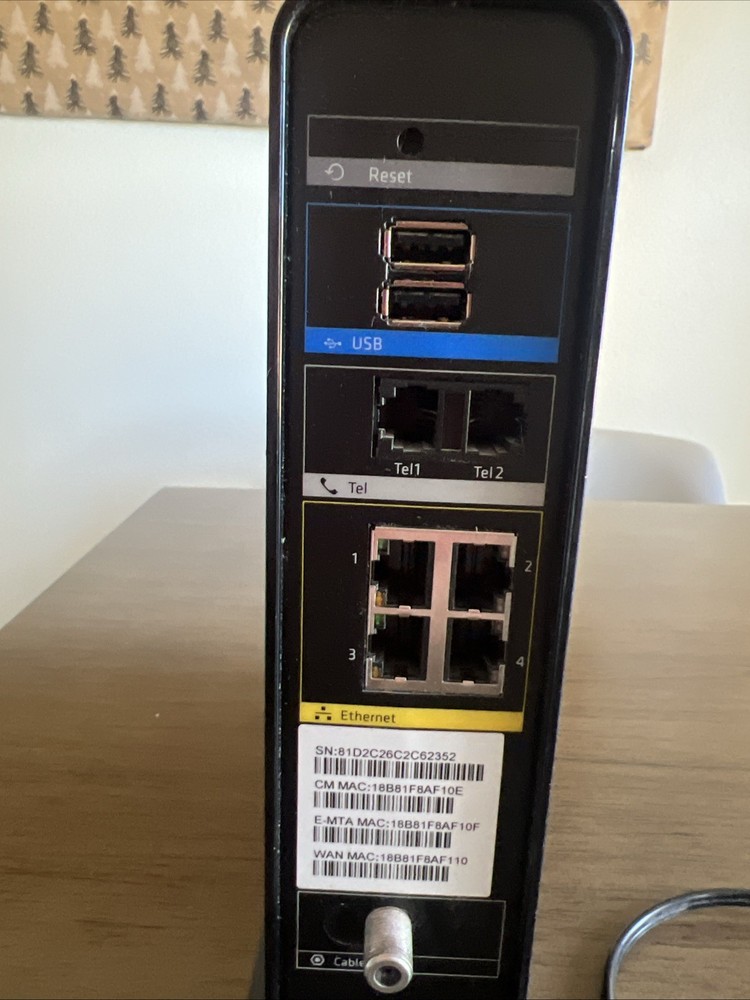 ARRIS Panoramic Wireless Modem Router TG1682G Black