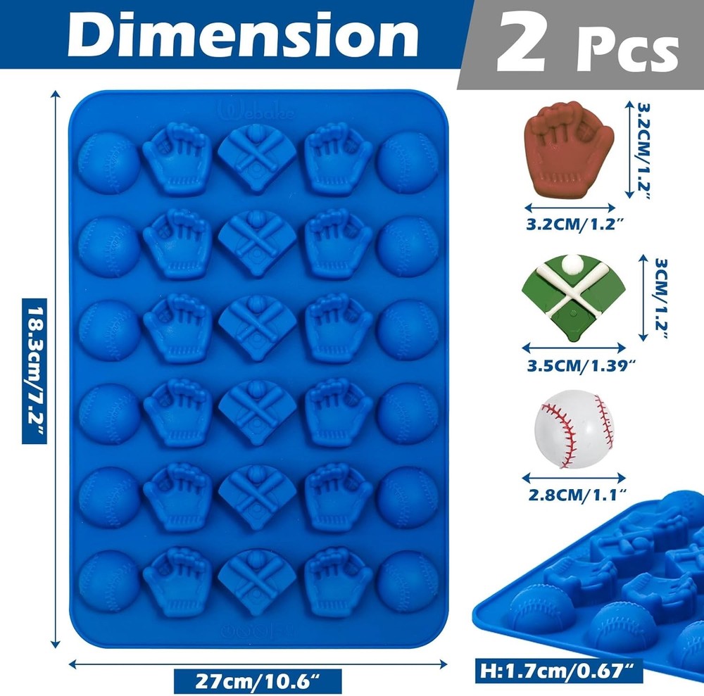 2pc Baseball Chocolate Silicone Mold