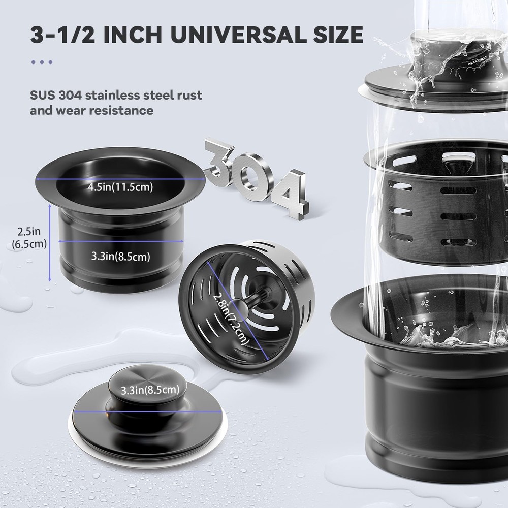 Extended Garbage Disposal Flange 3-1/2 Inch Deep 304 Stainless Steel | Strainer