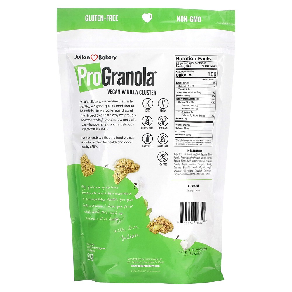 ProGranola, Vegan Vanilla Cluster, 9 oz (255 g)