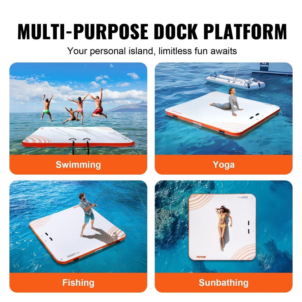 Spacious 7x7 FT Floating Dock with Integrated Handles and Anchoring Kit
