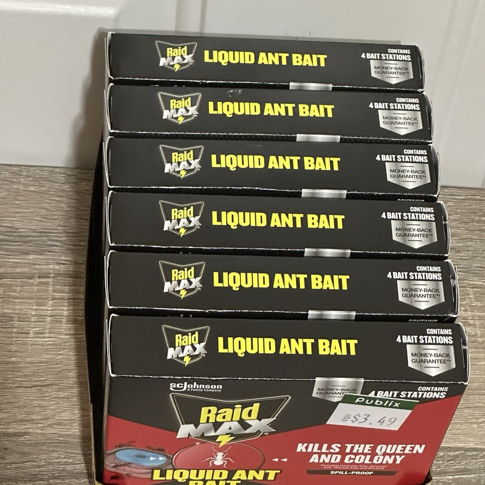 Raid Max Liquid Ant Bait Stations, 4ct Per Box, (6 Boxes Total)