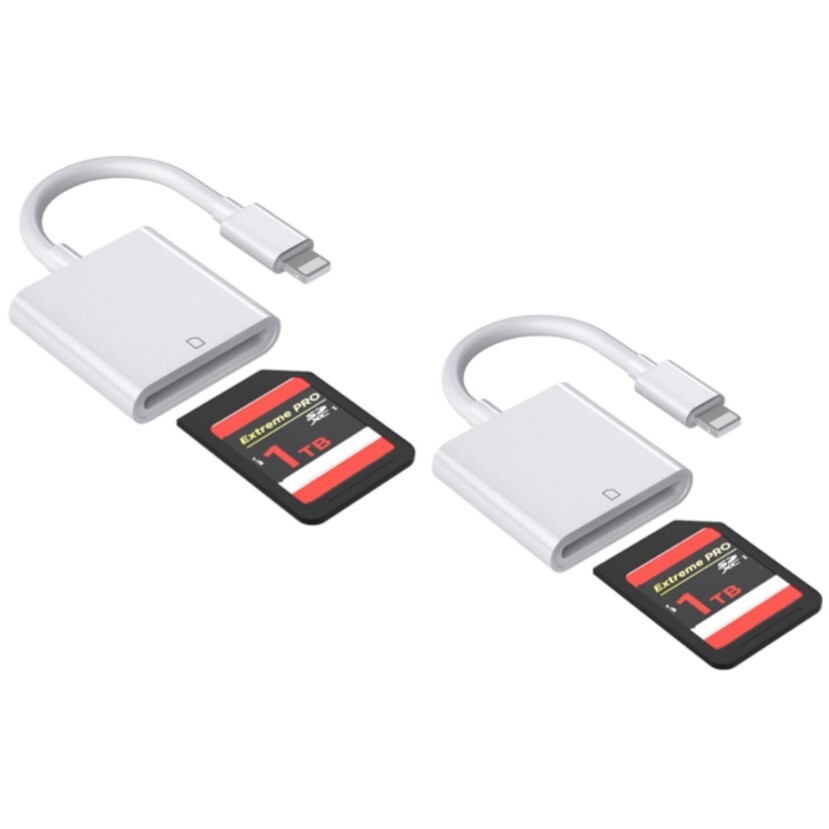 2PACK For iPhone SD Card Adapter Camera Reader for iPad iPhone