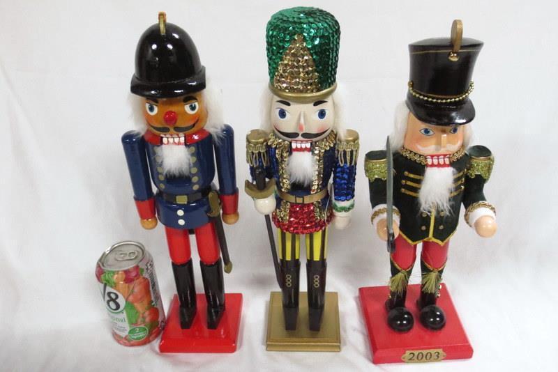 3 Nice Looking Wooden Nutcrackers - Approx. 15" tall