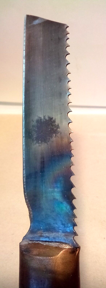 RARE / UNIQUE 9" KNIFE & SHEATH, RAZOR SHARP ON ONE SIDE, JAGGED ON OTHER SIDE