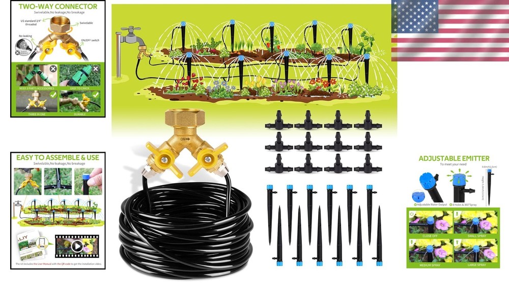 Versatile 50ft Automatic Drip Watering System for Plant Care & Efficiency