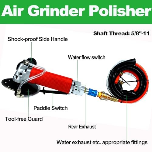 Air Wet Polisher Variable Speed 5'' Concrete Angle Grinder Tools with with