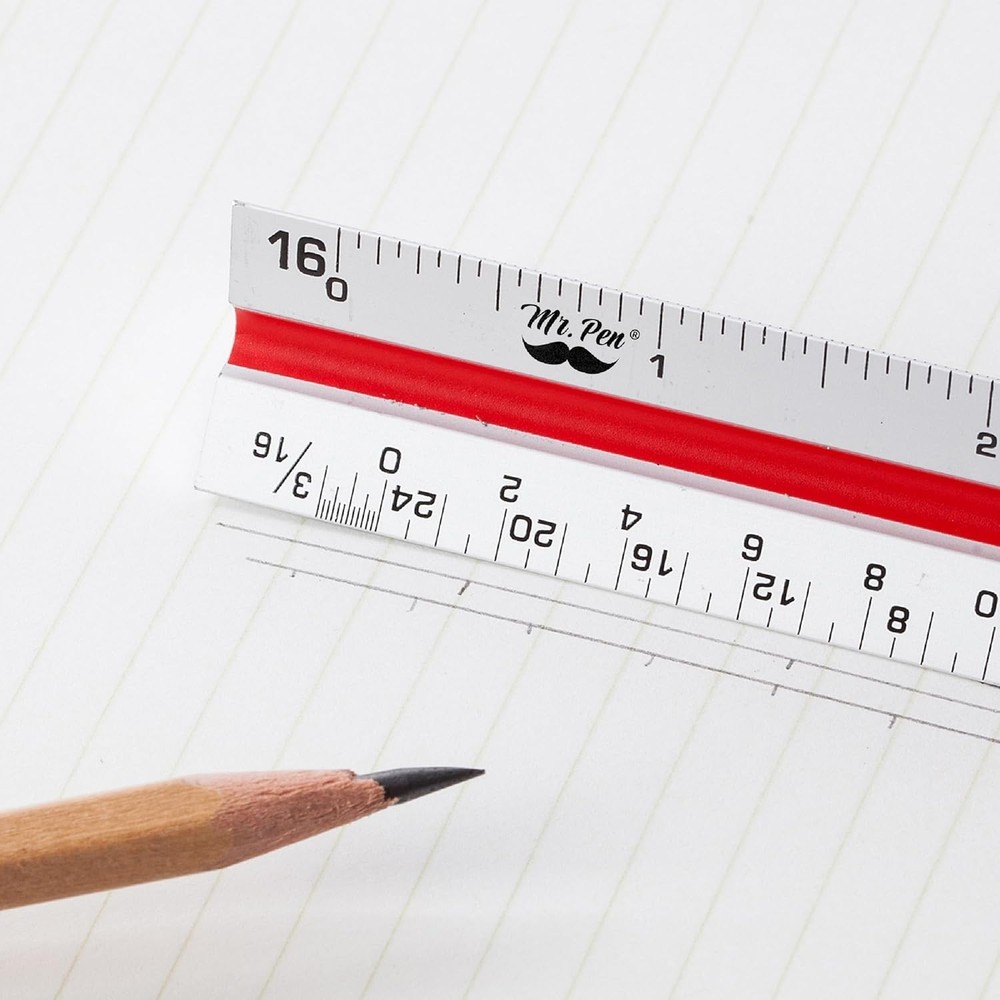 Color-Coded 12-Inch Triangular Scaling Ruler for Architects - Lasting Accuracy