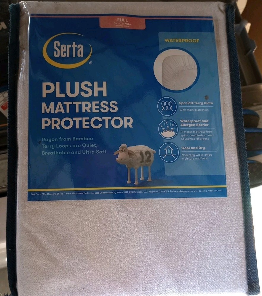Serta Full Plush Mattress Protector Waterproof 54" X 75"