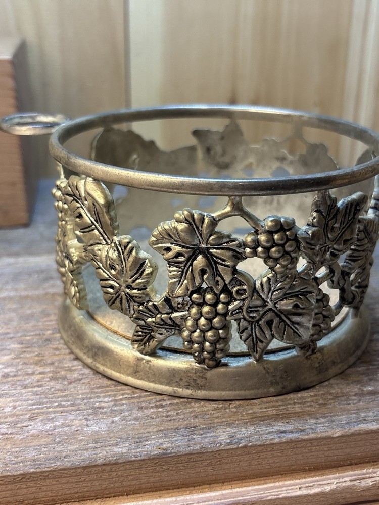 Silverplate Wine Bottle Holder Coaster Grape Design Godinger Silver Art Co