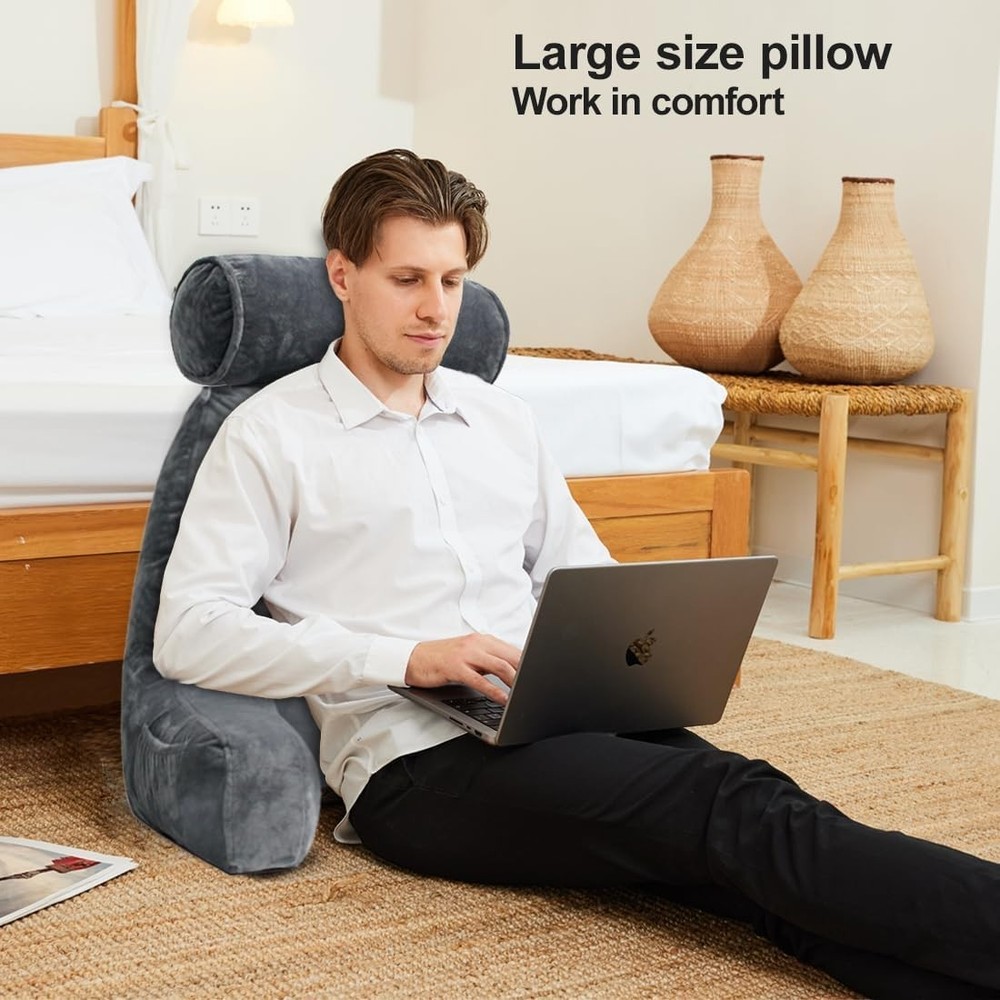 Comfy Back Support Pillow with Side Pocket & Handle