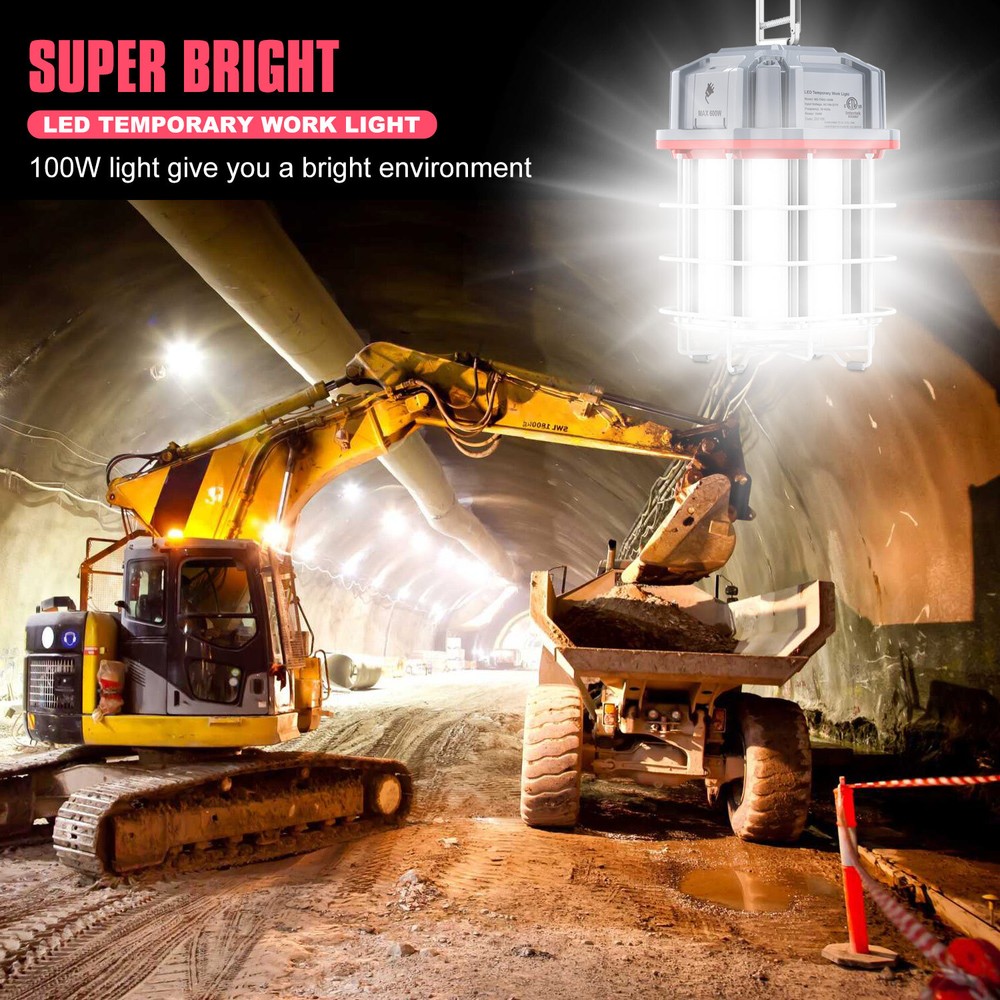 100W Linkable LED Temporary Work Light Hanging Construction Lights 5000K 14500LM