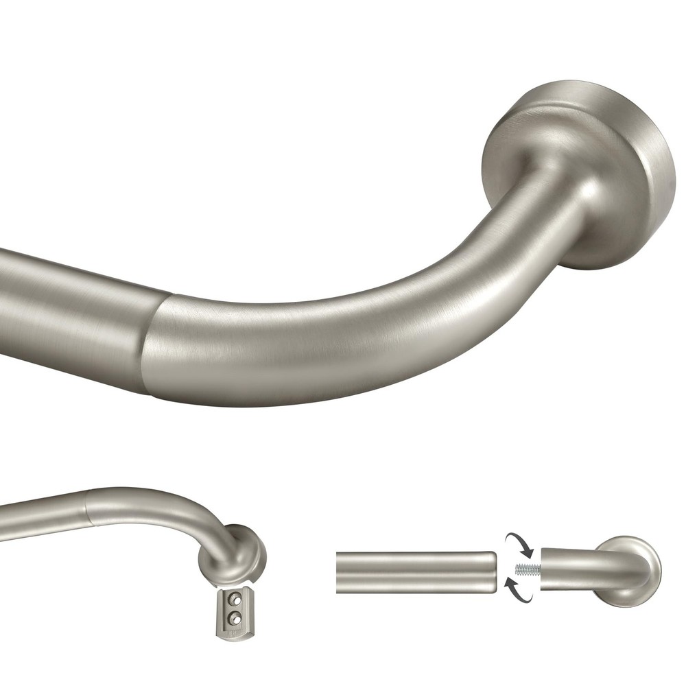 Brushed Nickel Curtain Rod for Windows 16-28", Internal Splicing, Adjustable ...