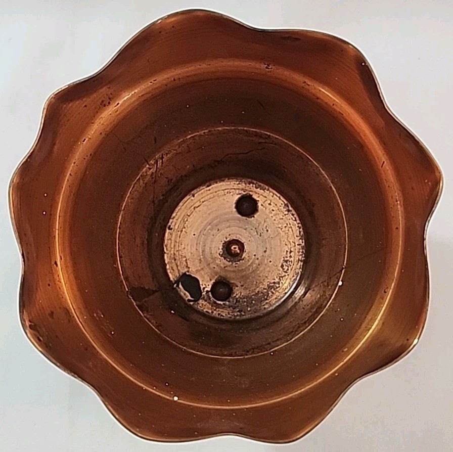 Vintage Solid Copper Hammered Small Planter Decorative Pot Spittoon 3.25" Tall