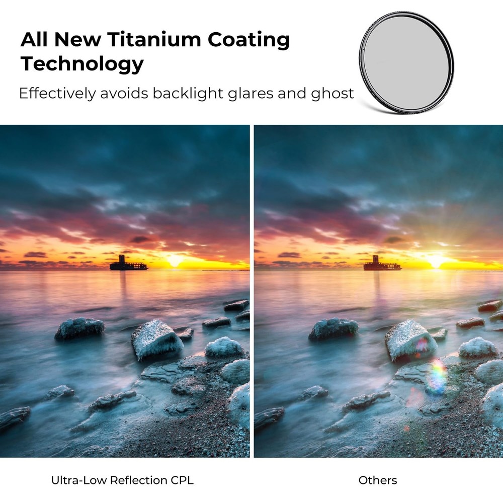 55mm Ultra-Low Reflectivity Circular Polarizers Filter 28 Multi-Layer Coating...