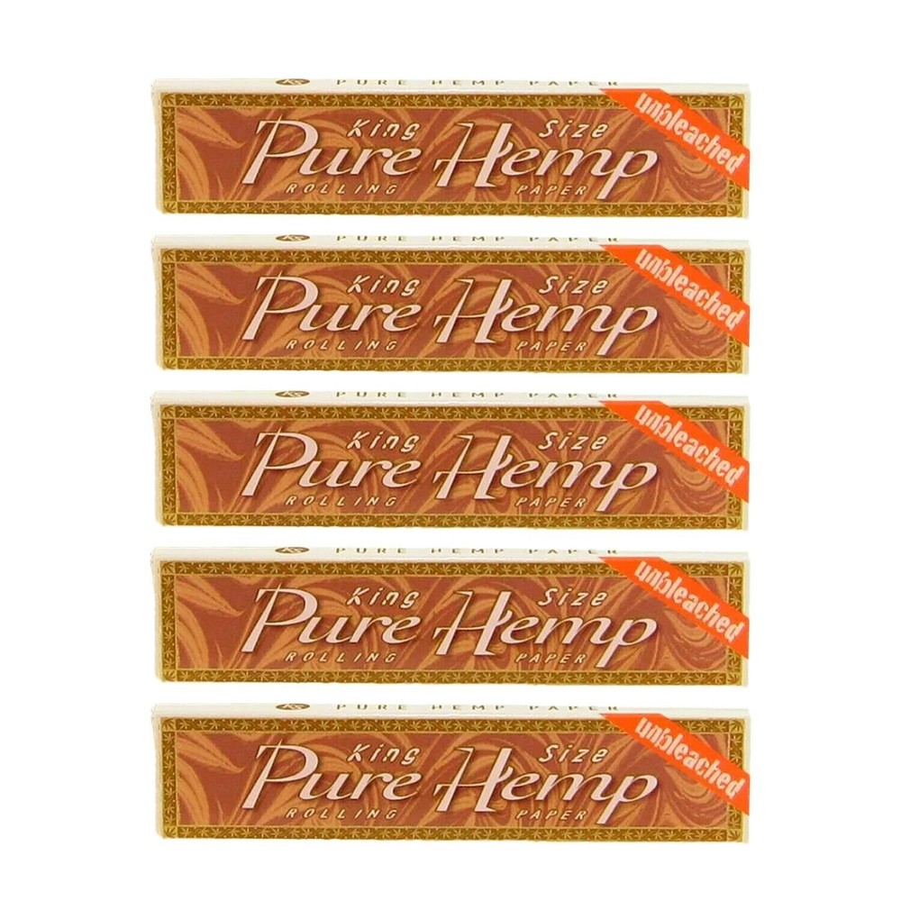 Pure Hemp UNBLEACHED Slim Size 110mm Cigarette Rolling Papers (5 Pack)