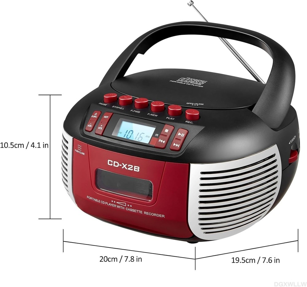 Versatile Boombox: CD & Cassette Player with Bluetooth, USB, and Remote Control