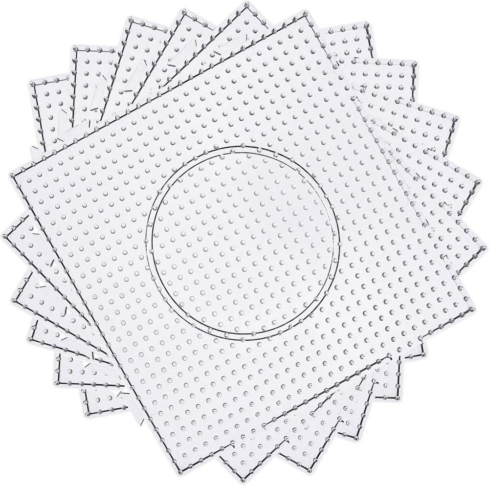 4-Pack Clear Fuse Beads Pegboards with Interlocking Design for Creative Projects