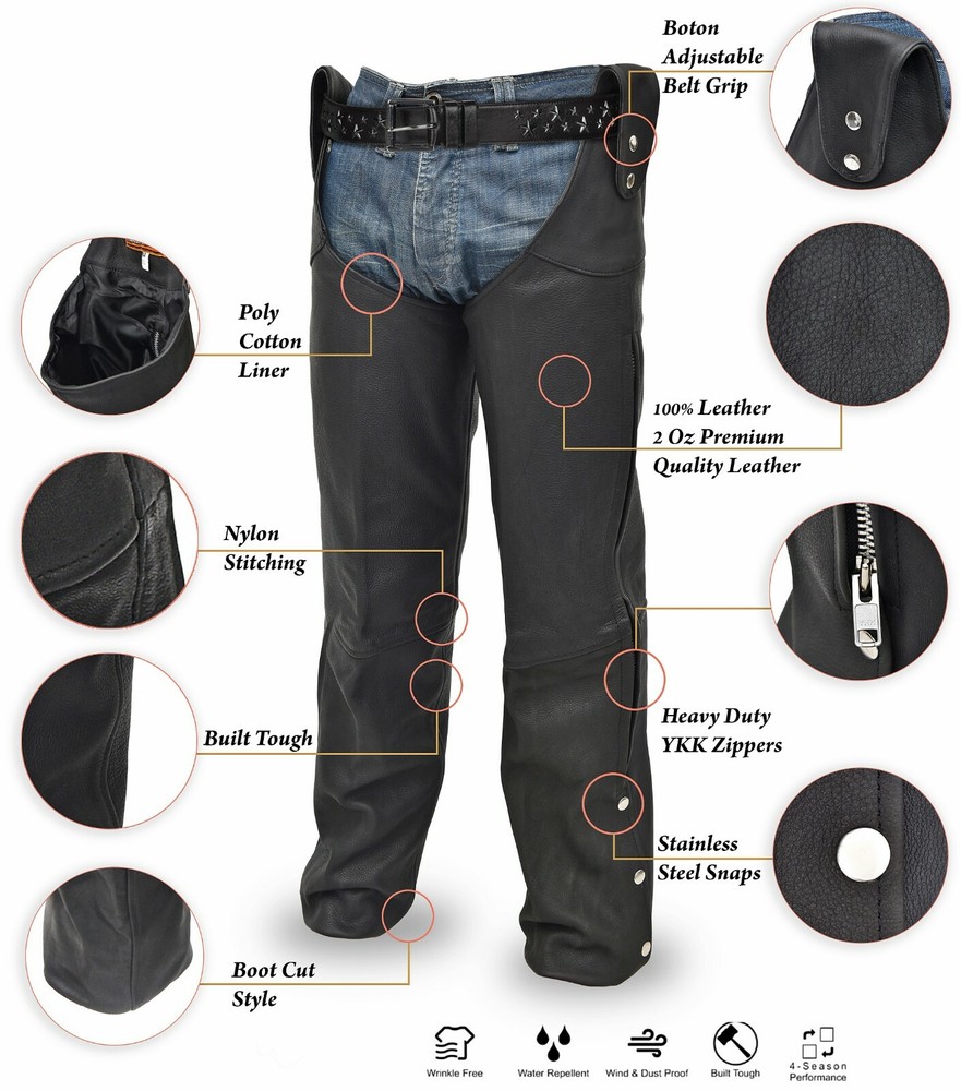 MEN’S ADJUSTABLE SIDE SNAP BELTLESS CHAP