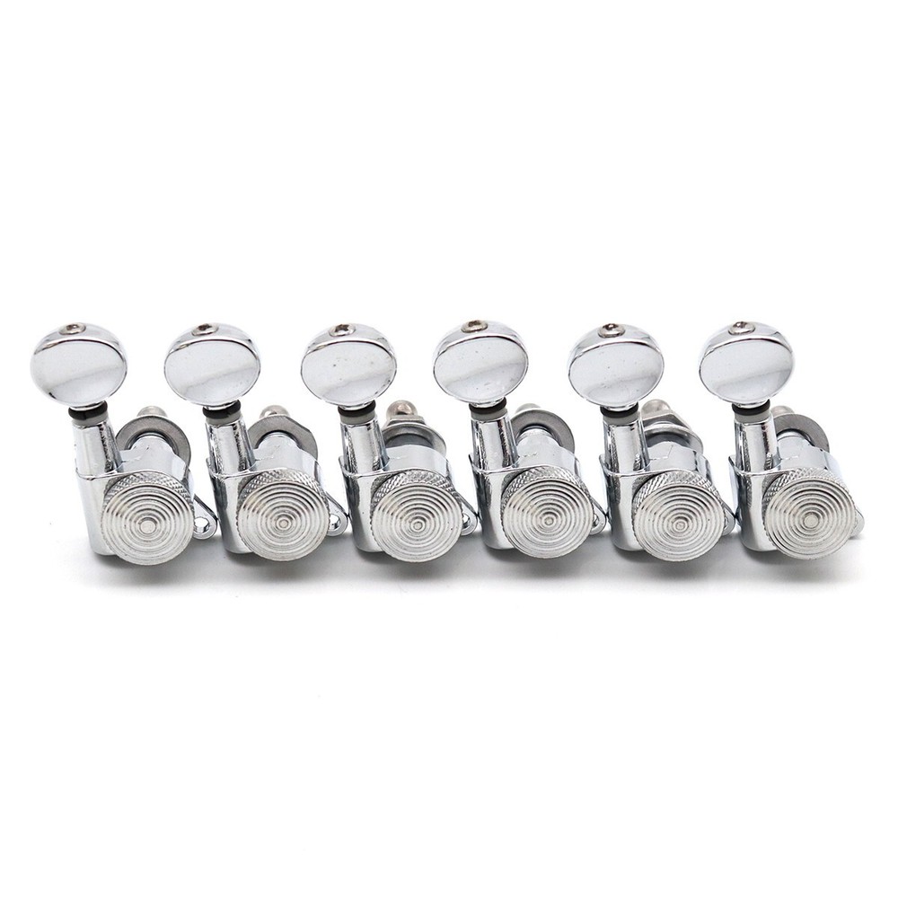 6R inline Guitar Threaded Locking Tuners String Tuning Pegs Machine Heads Silver
