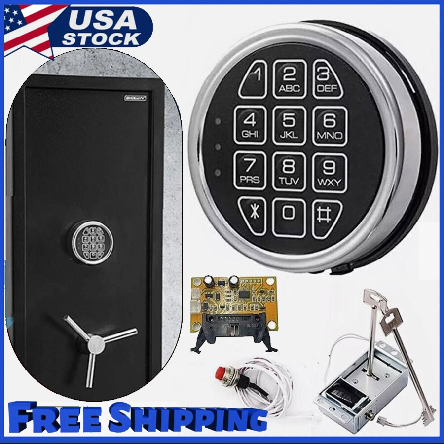 Safe Lock Replacement Chrome Keypad Safe Electronic Lock Solenoid 2 Key Gun Safe