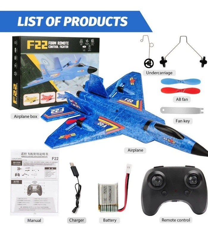 Remote Control Airplane Jet with Controller Blue
