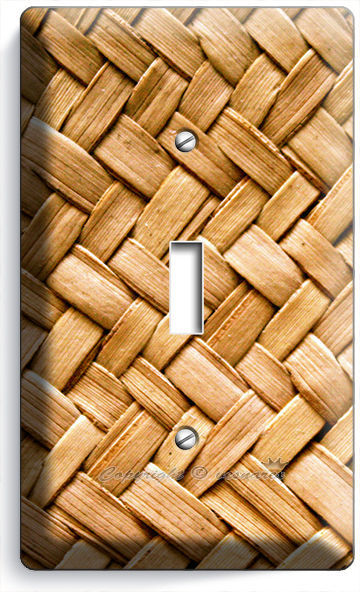RUSTIC WICKER WEAVE STRAW PATTERN SINGLE LIGHT SWITCH WALL PLATE COUNTRY HOUSE