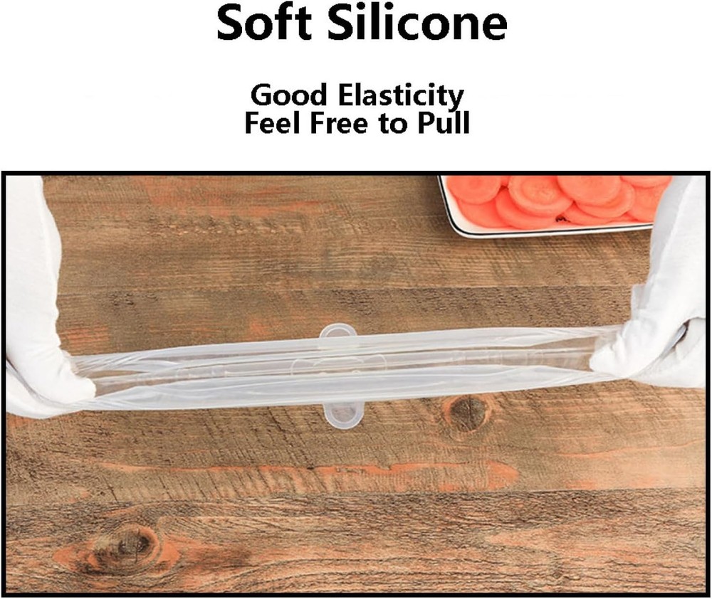 6 Packs Rectangular Silicone Stretch Lids Set of 6 Sizes Reusable Sturdy