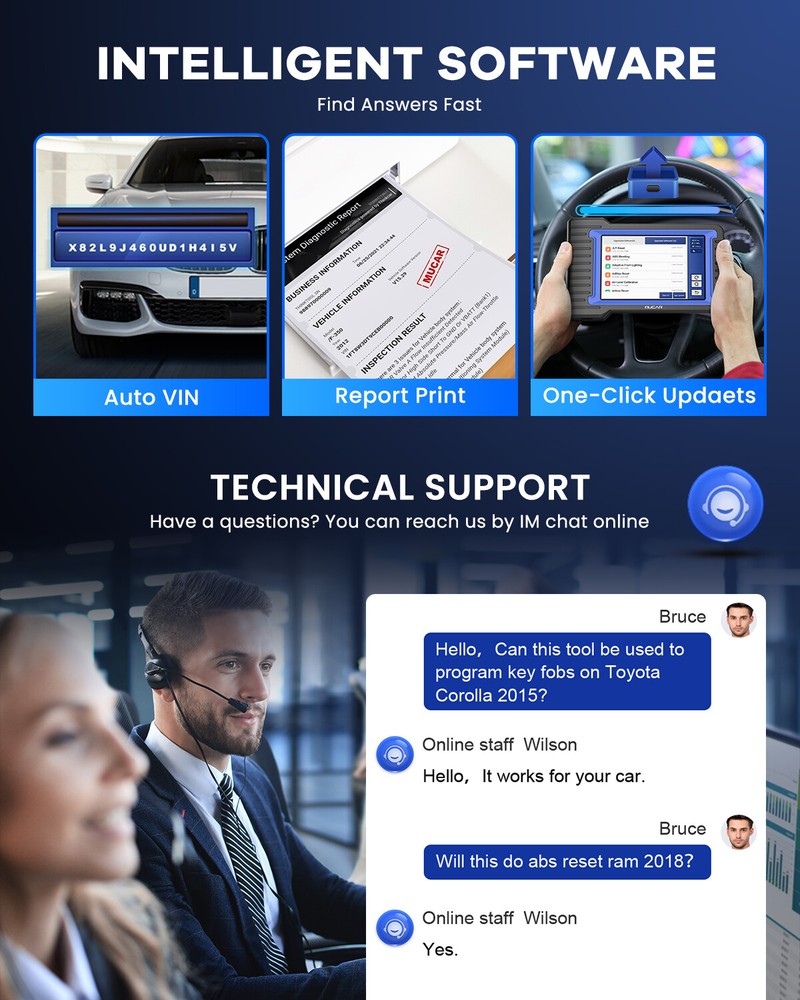 MUCAR 7" Bi-directional Scan Tool Bluetooth OBD2 Scanner Full System Diagnostic