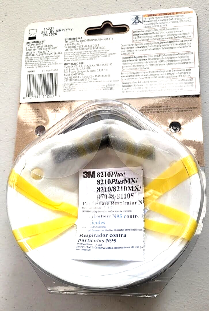 2 Pack 3M Performance 8210 Plus N95 Particulate Paint Prep Respirators Free Ship