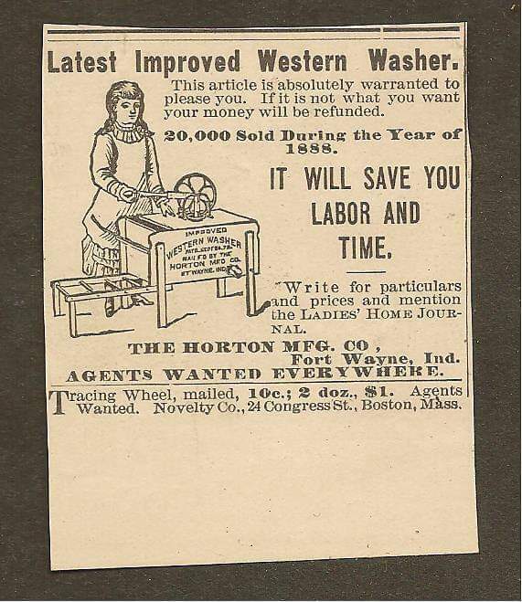 VINTAGE AD FOR HORTON IMPROVED WESTERN WASHER