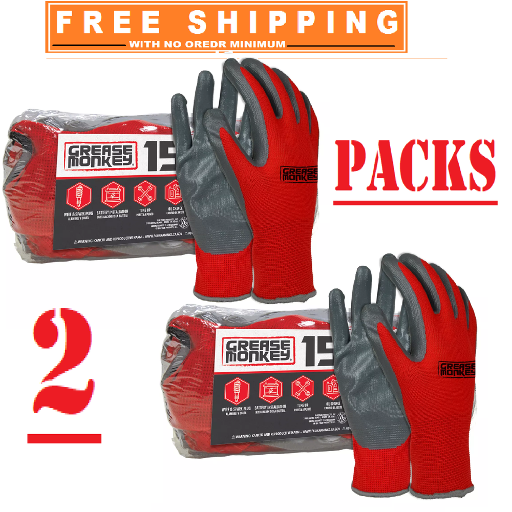 2 Pack Grease Monkey Nitrile-Coated Work Gloves (15 pk.)