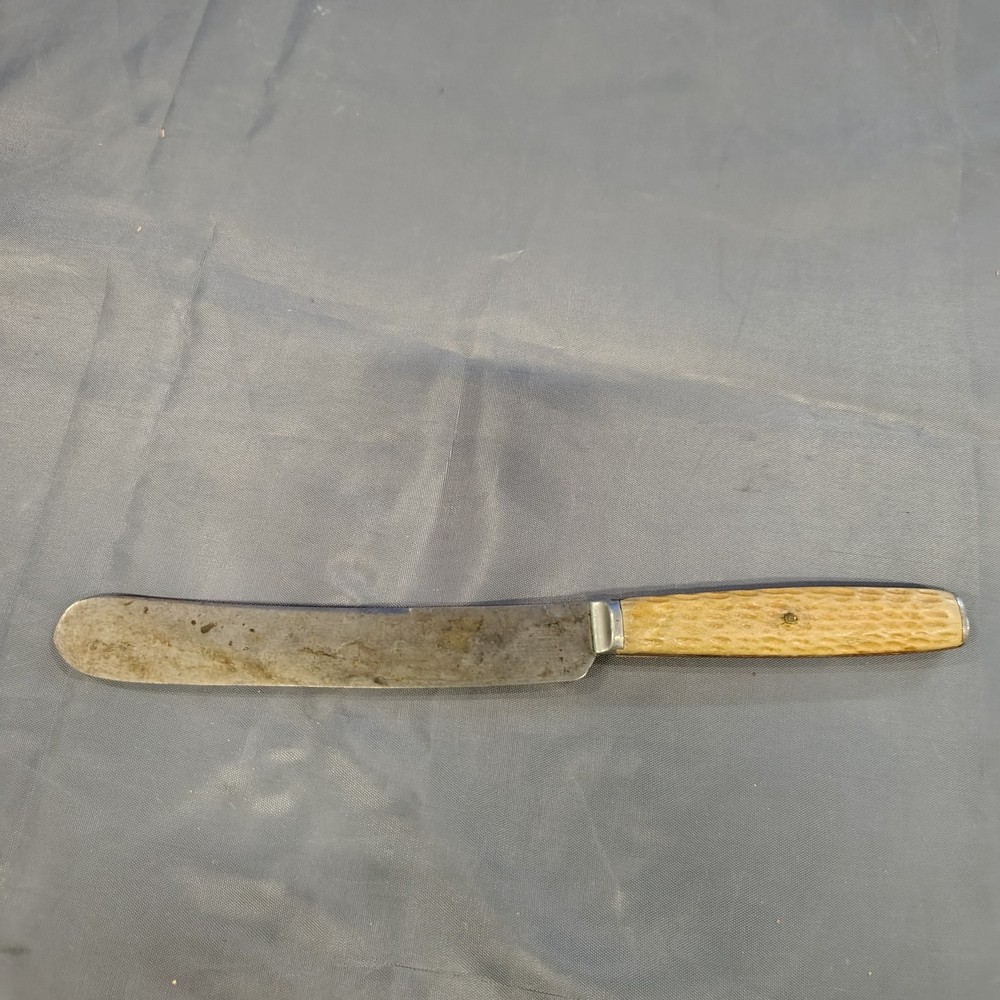 Antique Mid-Late 1800's Unmarked Bone Style Handle Knife Rounded End Very Sharp