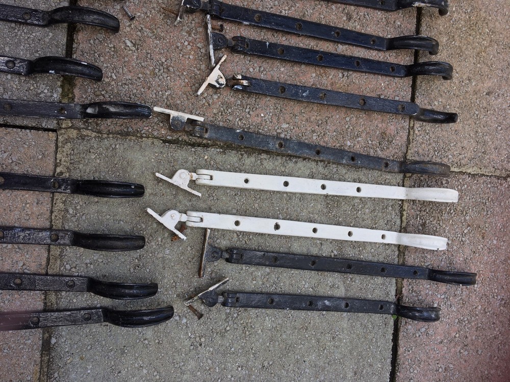 Solid head cast iron black antique window casement stays 38cm