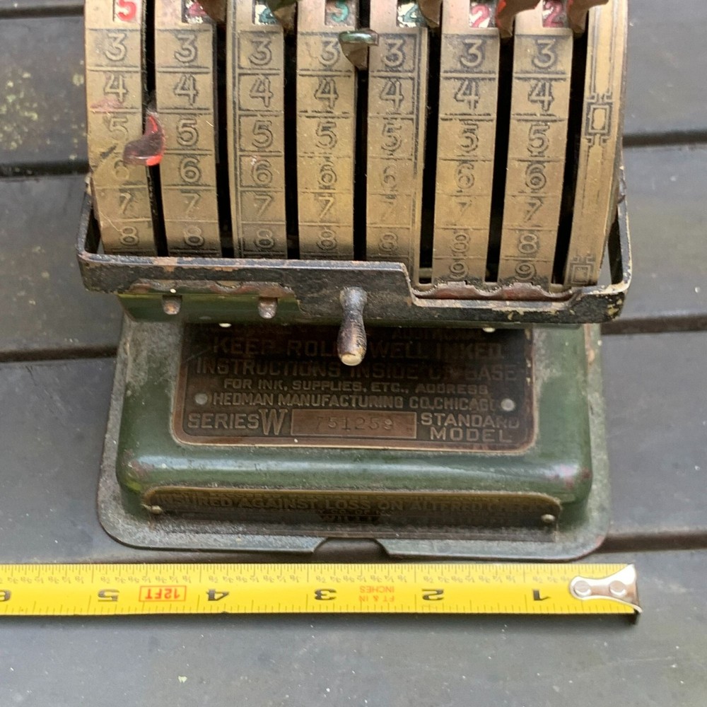 Vintage F & E Hedman Mfg. Co. Check Writer Protector Model W