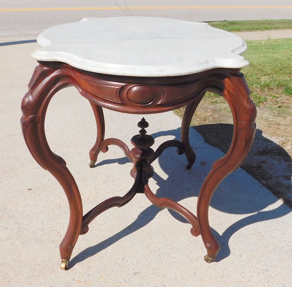 Walnut Victorian Marble Top Table circa 1860