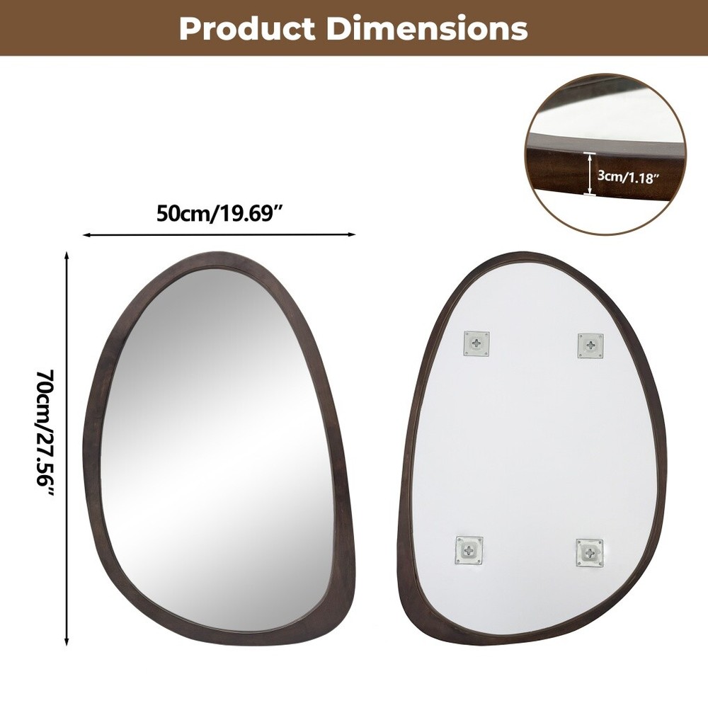 Asymmetrical Mirror Irregular Mirror Wall Mirrors Wood Frame for Home Decorative