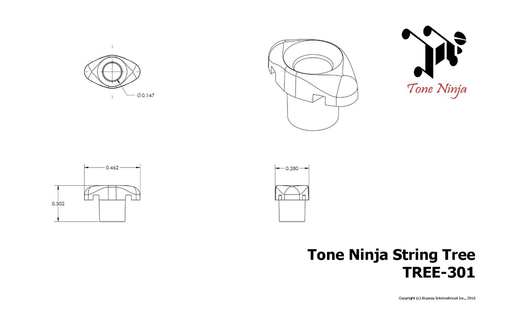 Genuine Tone Ninja White Sleek String Trees (Pair) TREE-301-W